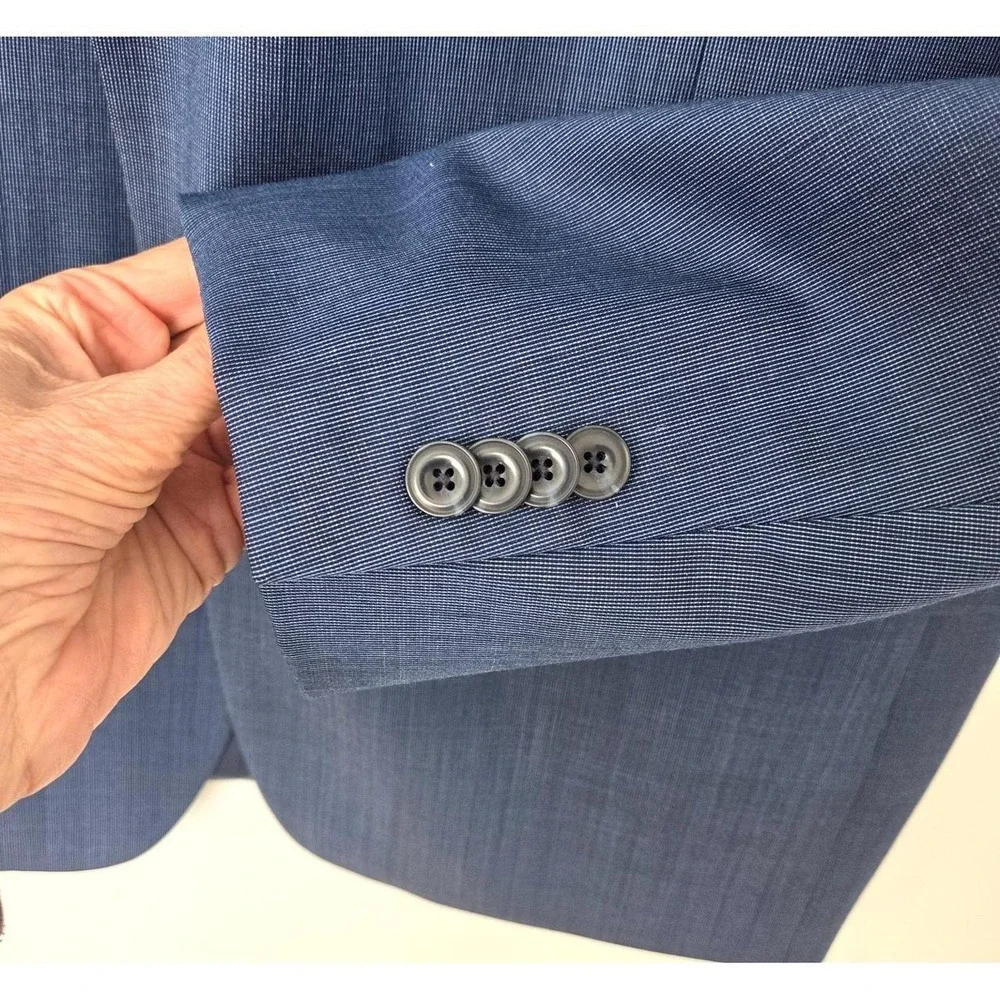 NWOT-Michael Kors Blazer Modern Classic Preppy 100% Wool Blue MicroCheck Men 42R
